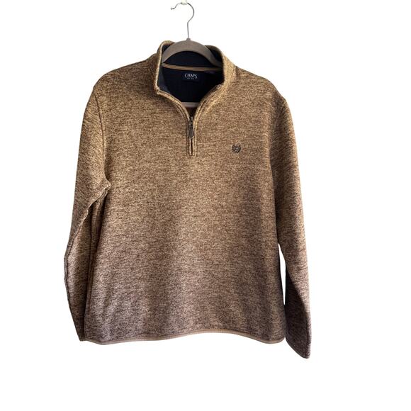 Chaps Men’s Quarter-Zip Tan Pullover Sweater size Large - Picture 2 of 7